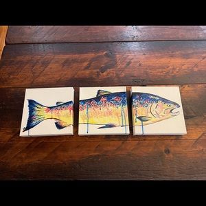 Vibrant Trout Fish Triptych Canvas Art